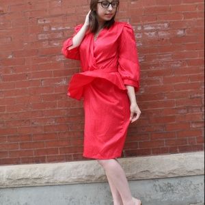 Vintage 1980's Red Dresses with Shoulder Pads
